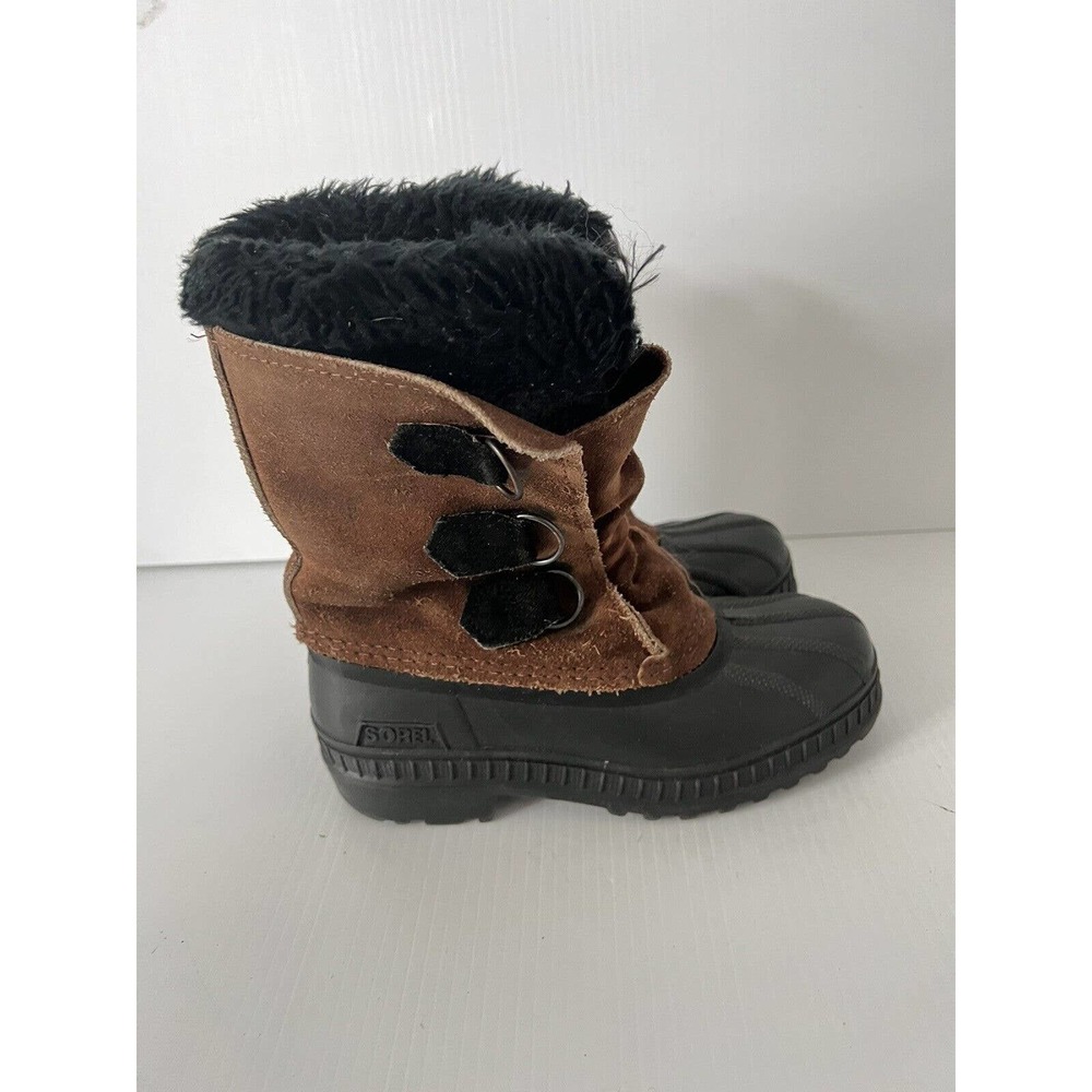 SOREL Ram Suede Leather/Rubber Insulated Winter Snow Boots Duck Boots Youth Sz 2